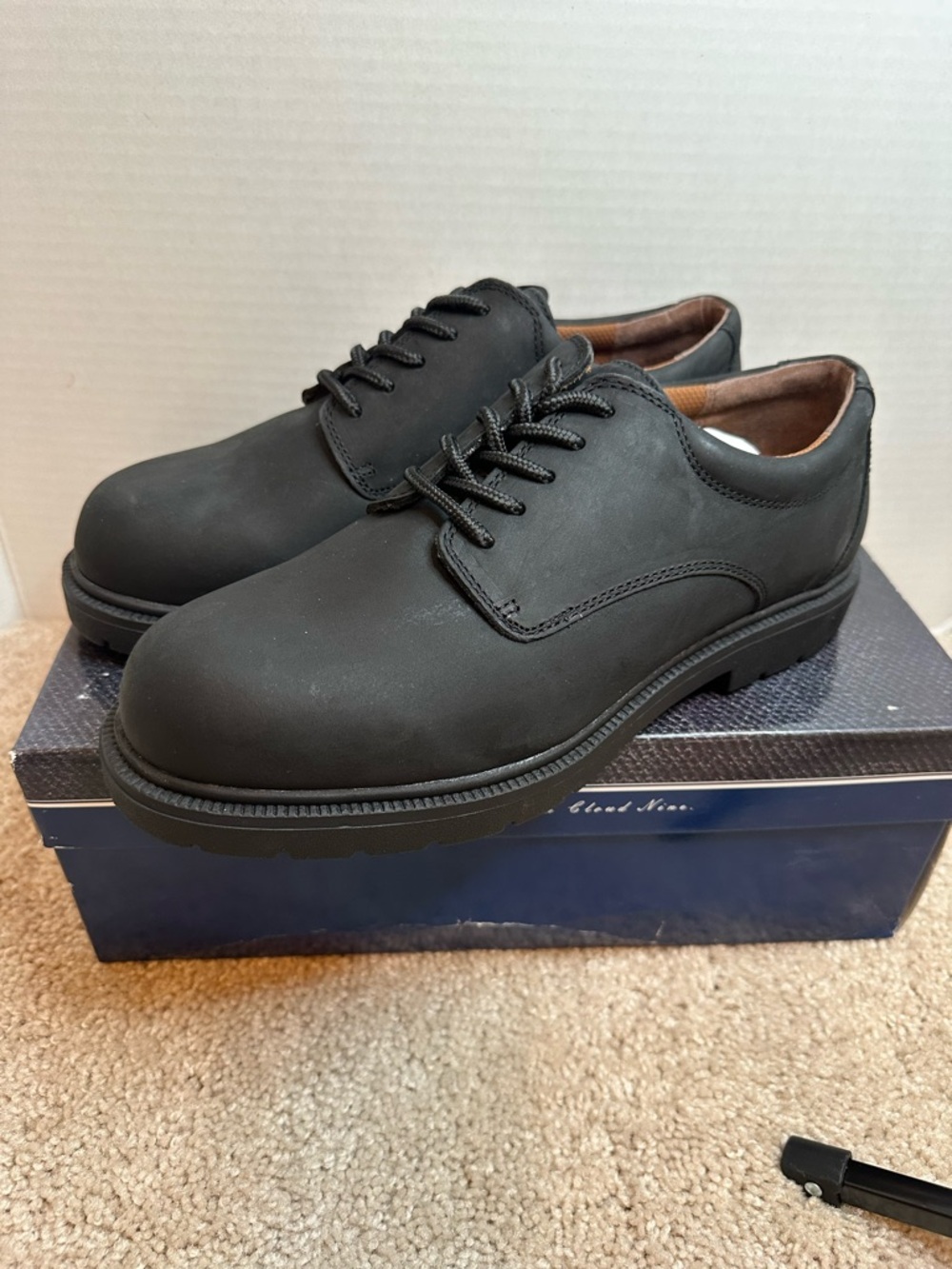 Nunn Bush Men's Black Matte Derby Lace-Up Shoes, size 10 M, Comfort Gel, NIB